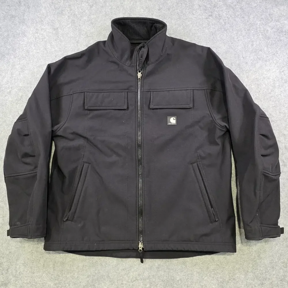 Carhartt Jacket Mens Large‎ Black Softshell Traditional Windbreaker Zip J176 BLK